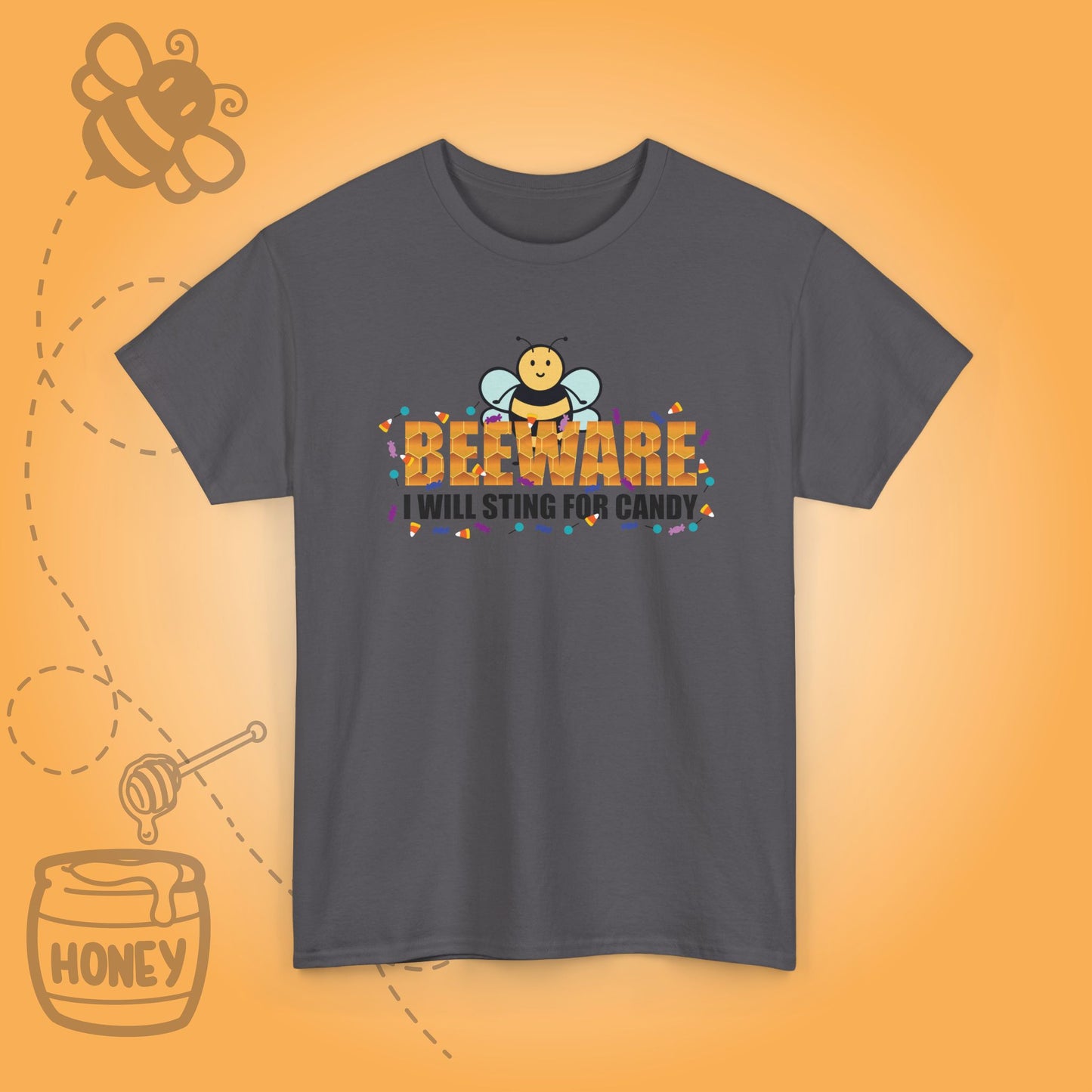 Beeware I Will Sting for Candy Sweet As Honey Funny Halloween Bee Lover Design Unisex T Shirt