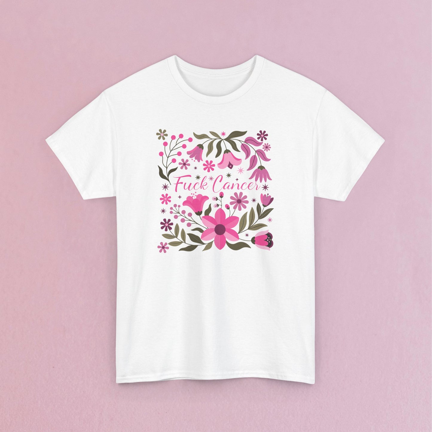 Fuck Cancer Pink Boho Floral Breast Cancer Awareness Unisex T Shirt