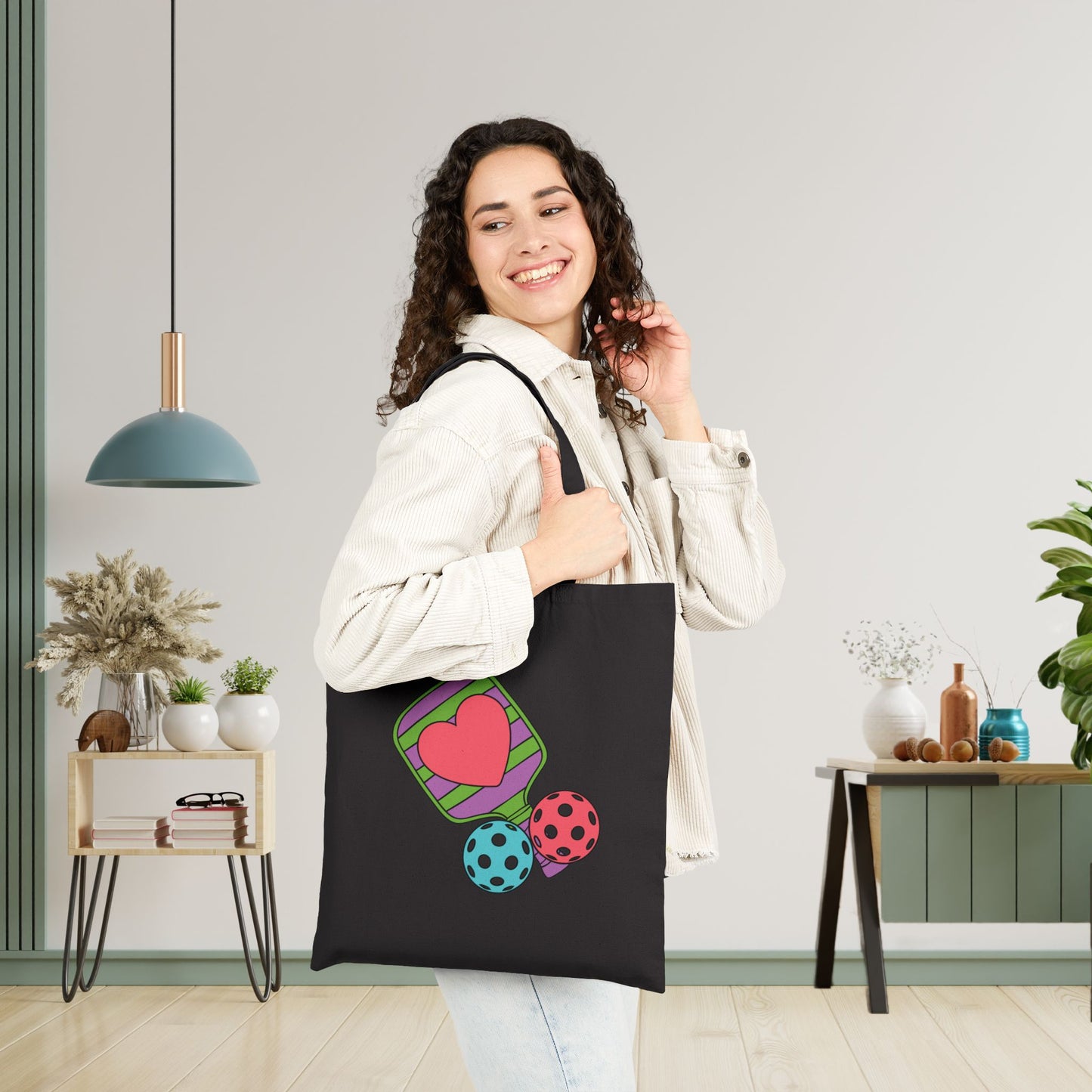 Pickleball Obsessed Graphic Design Cotton Canvas Gift Tote Bag