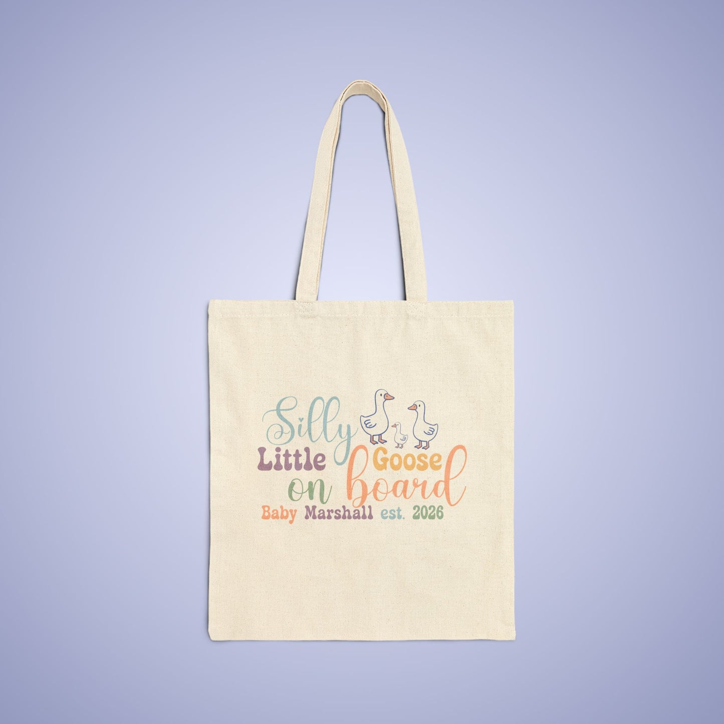 Silly Little Goose Personalized Pregnancy Announcement Cotton Canvas Tote Bag