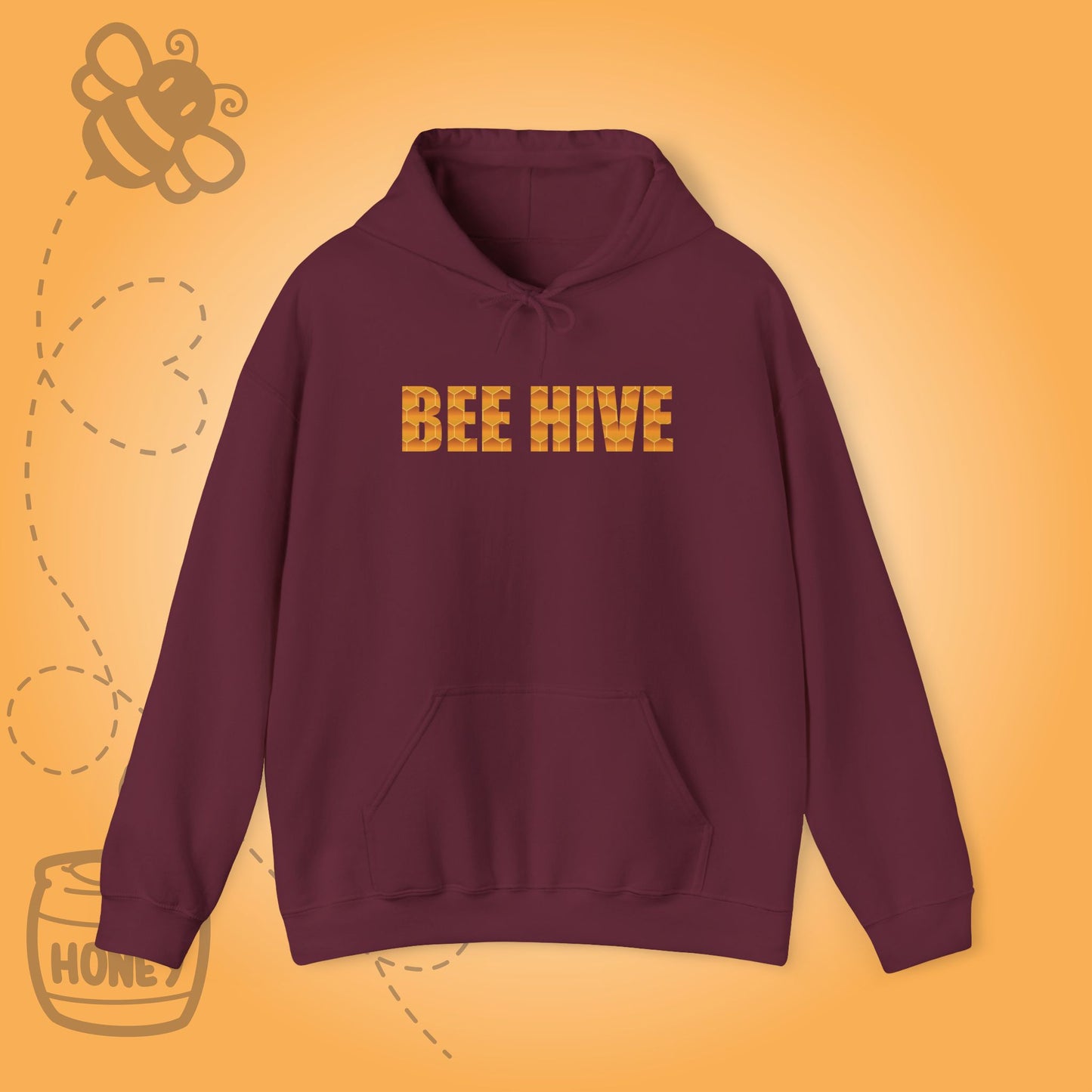 Bee Hive Sweet As Honey Honeycomb Word Art Design Hoodie Sweatshirt