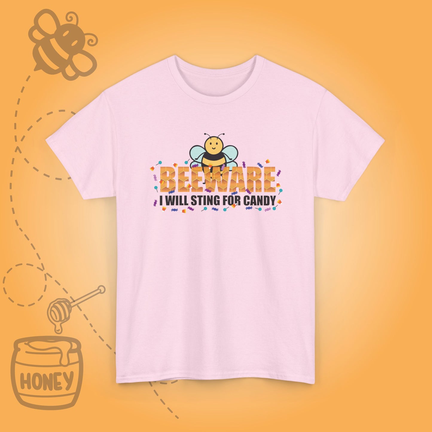 Beeware I Will Sting for Candy Sweet As Honey Funny Halloween Bee Lover Design Unisex T Shirt