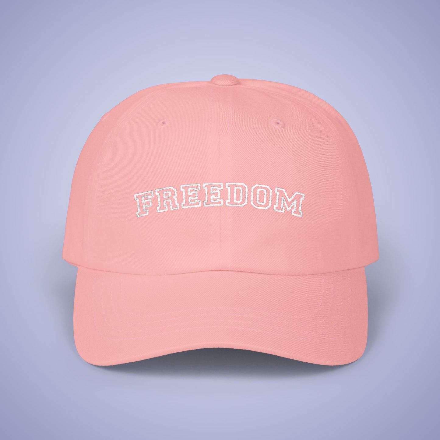 Freedom Embroidered Classic Dad Cap Unisex White Embroidery