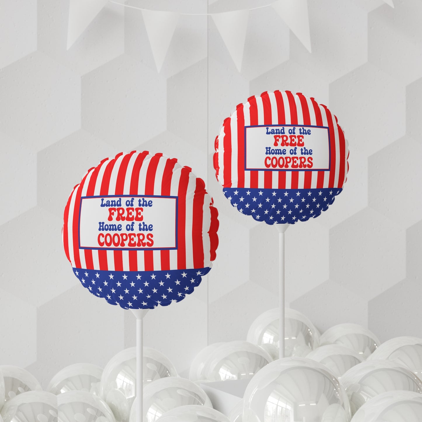 Land of the Free Personalized Patriotic July 4th Home Decor Party Round Balloon USA Flag
