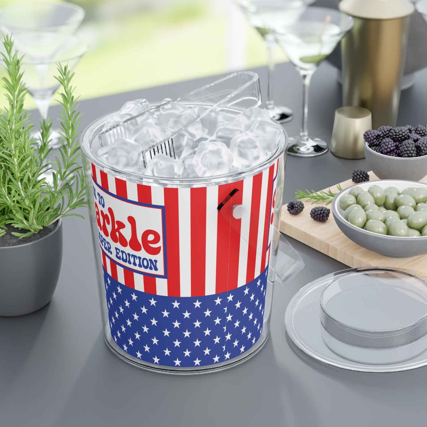 Born to Sparkle Personalized Patriotic July 4th Home Decor Ice Bucket USA Flag