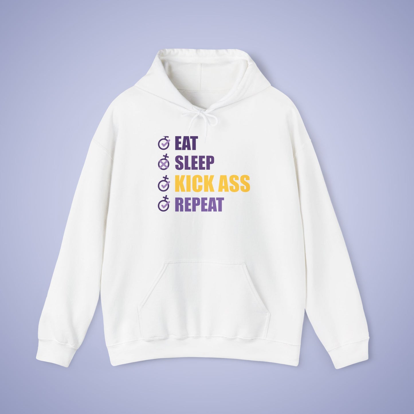 Eat Sleep Kick Ass Repeat Intl Womens Day Unisex Hoodie Sweatshirt