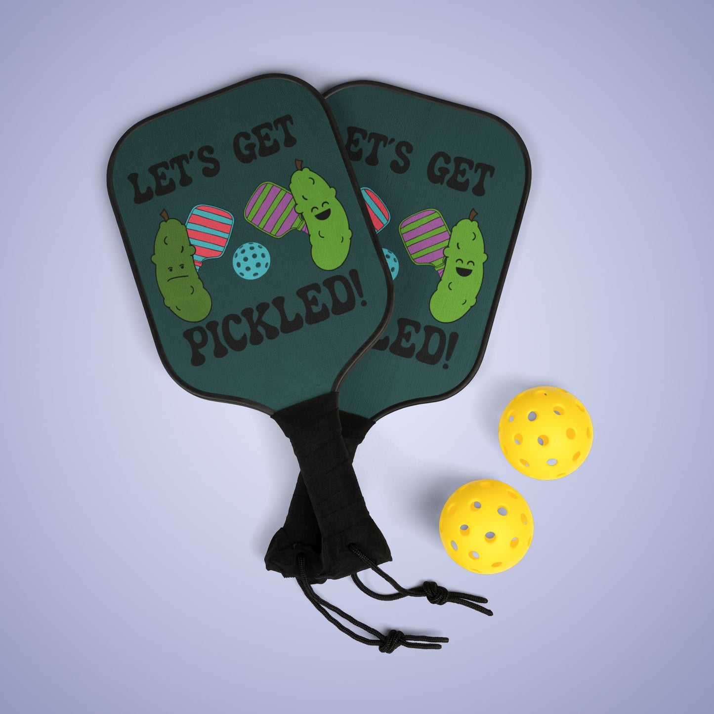 Lets Get Pickled Pickleball Paddle Set Funny Gift