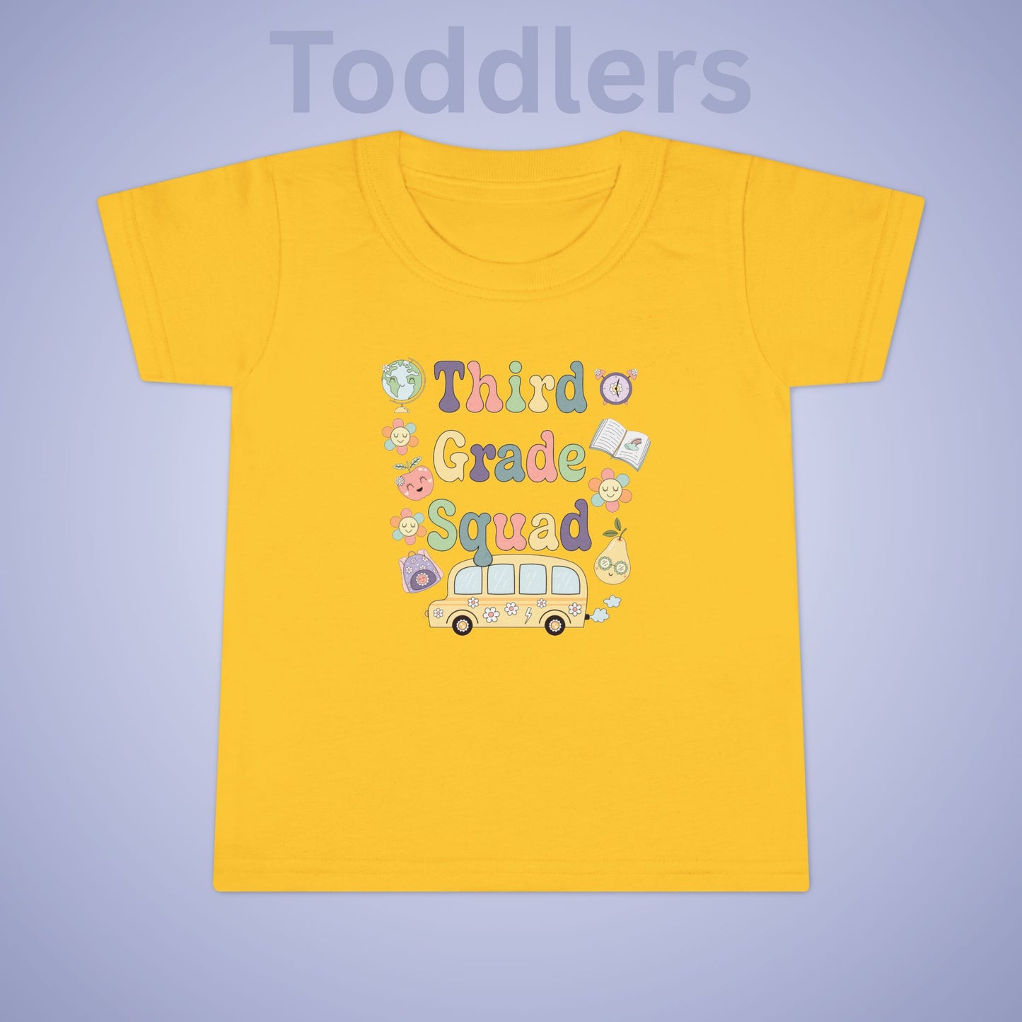 Third Grade Squad Fun Retro Kids Cotton T Shirt Back To School Toddler