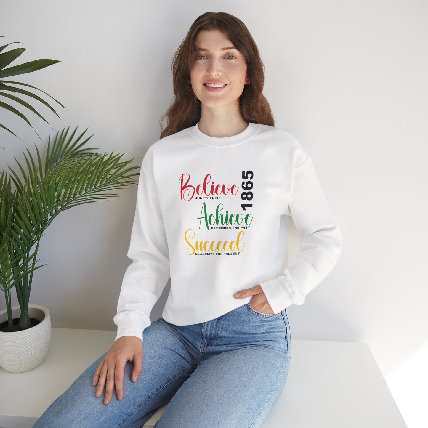 Believe Achieve Succeed 1865 Juneteenth Unisex Crewneck Oversized Sweatshirt