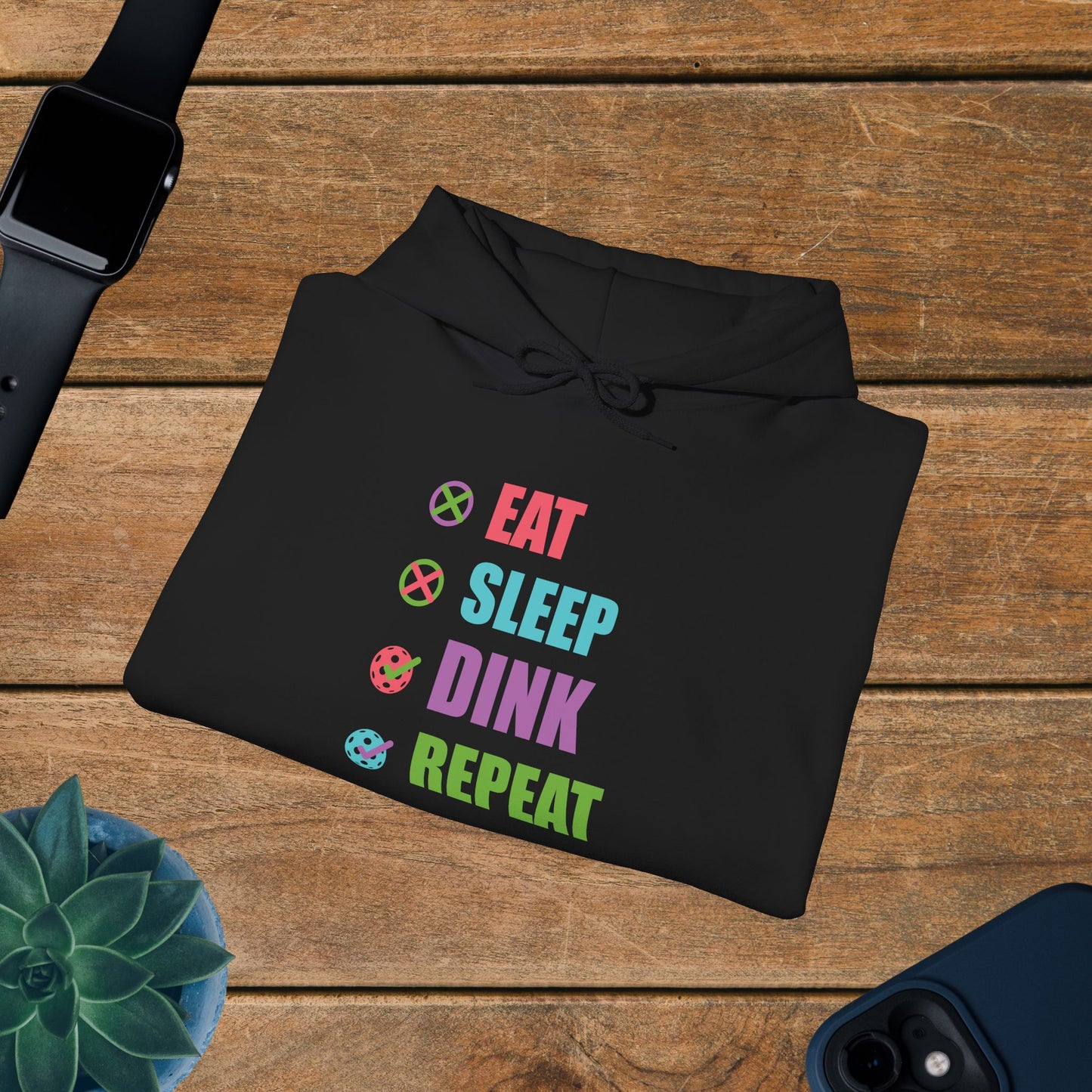Eat Sleep Dink Repeat Pickleball Hoodie | Funny Pickleball Lover Gift Vibrant Version