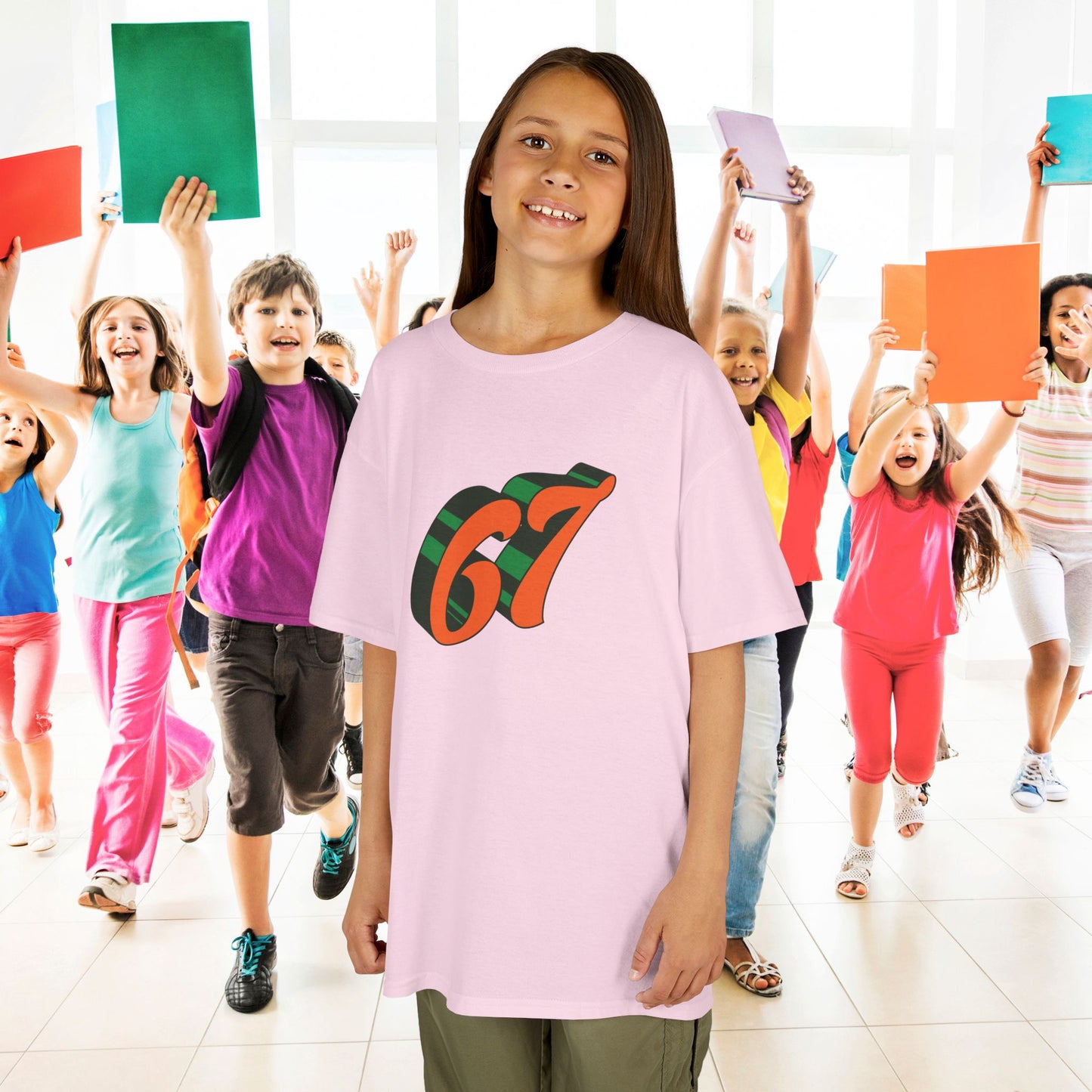 Orange Halloween Thanksgiving Word Art 67 Tee Fun Trending Kids Cotton T Shirt Six Seven Youth