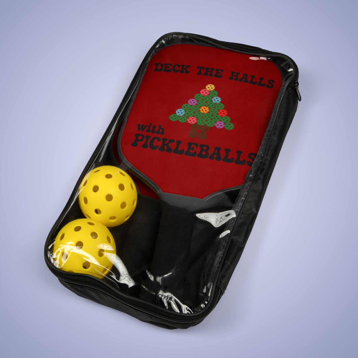 Deck the Halls with Pickleballs Christmas | Pickleball Paddle Set Red