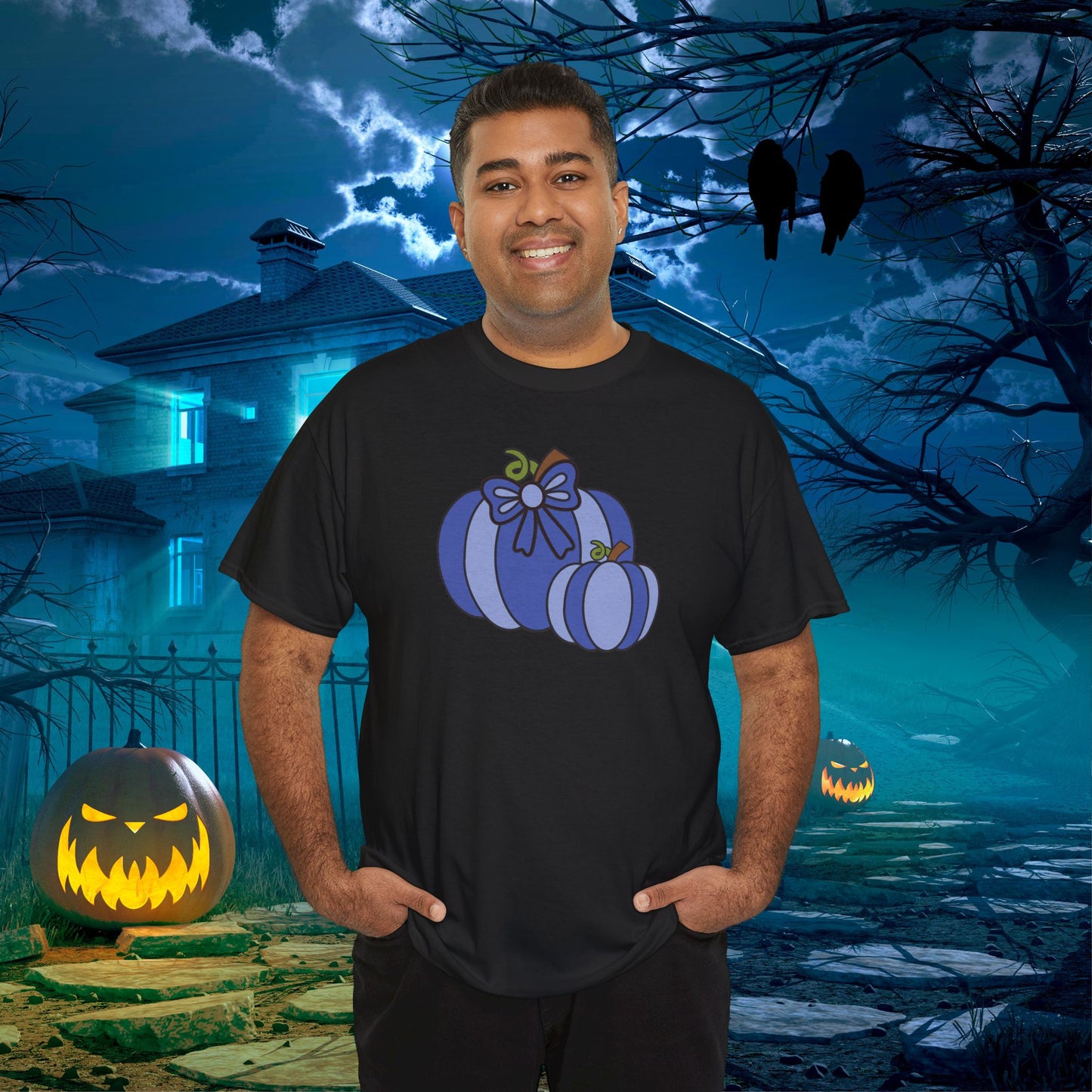 Thanksgiving Fall Inspired Halloween Blue Pumpkin Unisex T Shirt