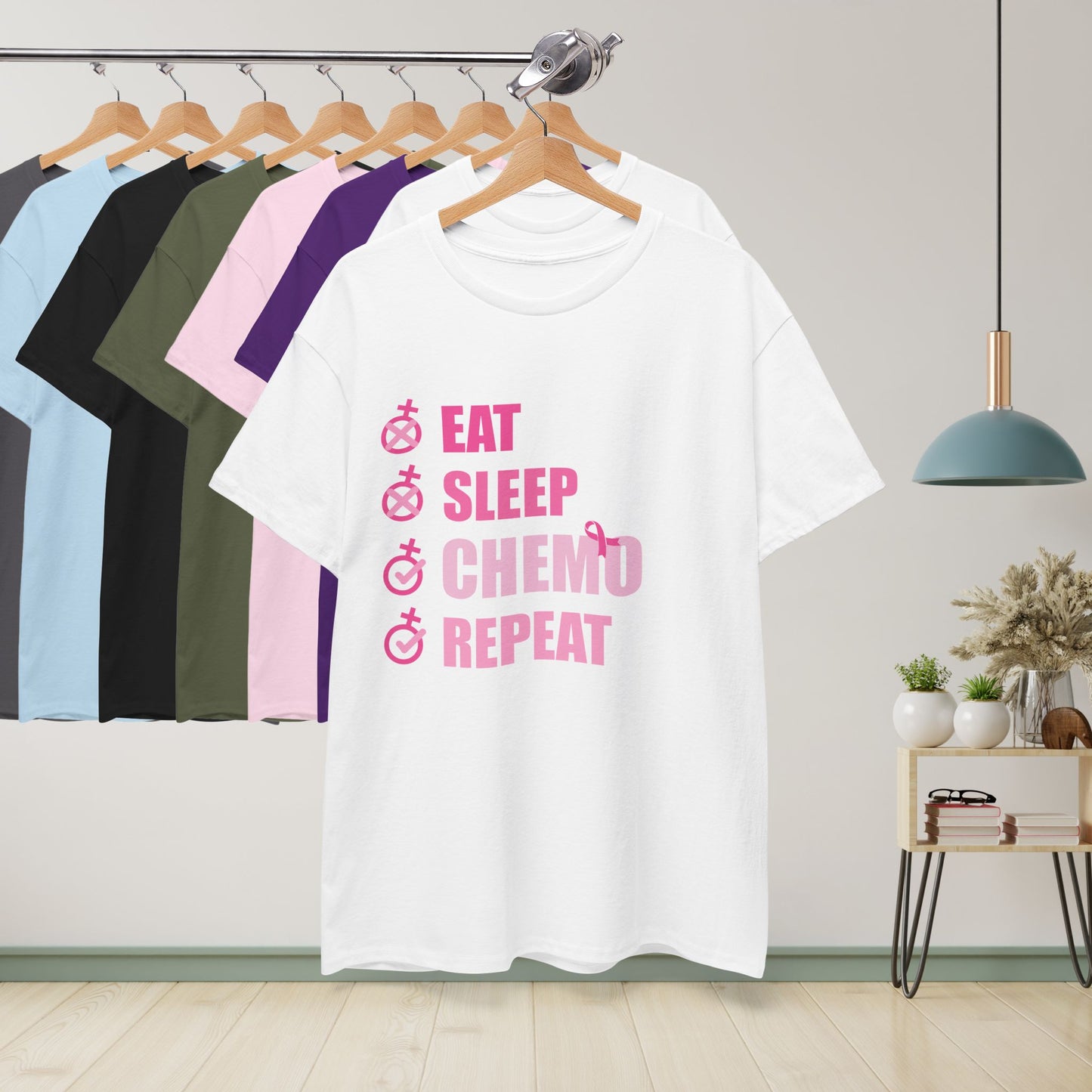 Eat Sleep Chemo Repeat Breast Cancer Survivor Unisex T Shirt