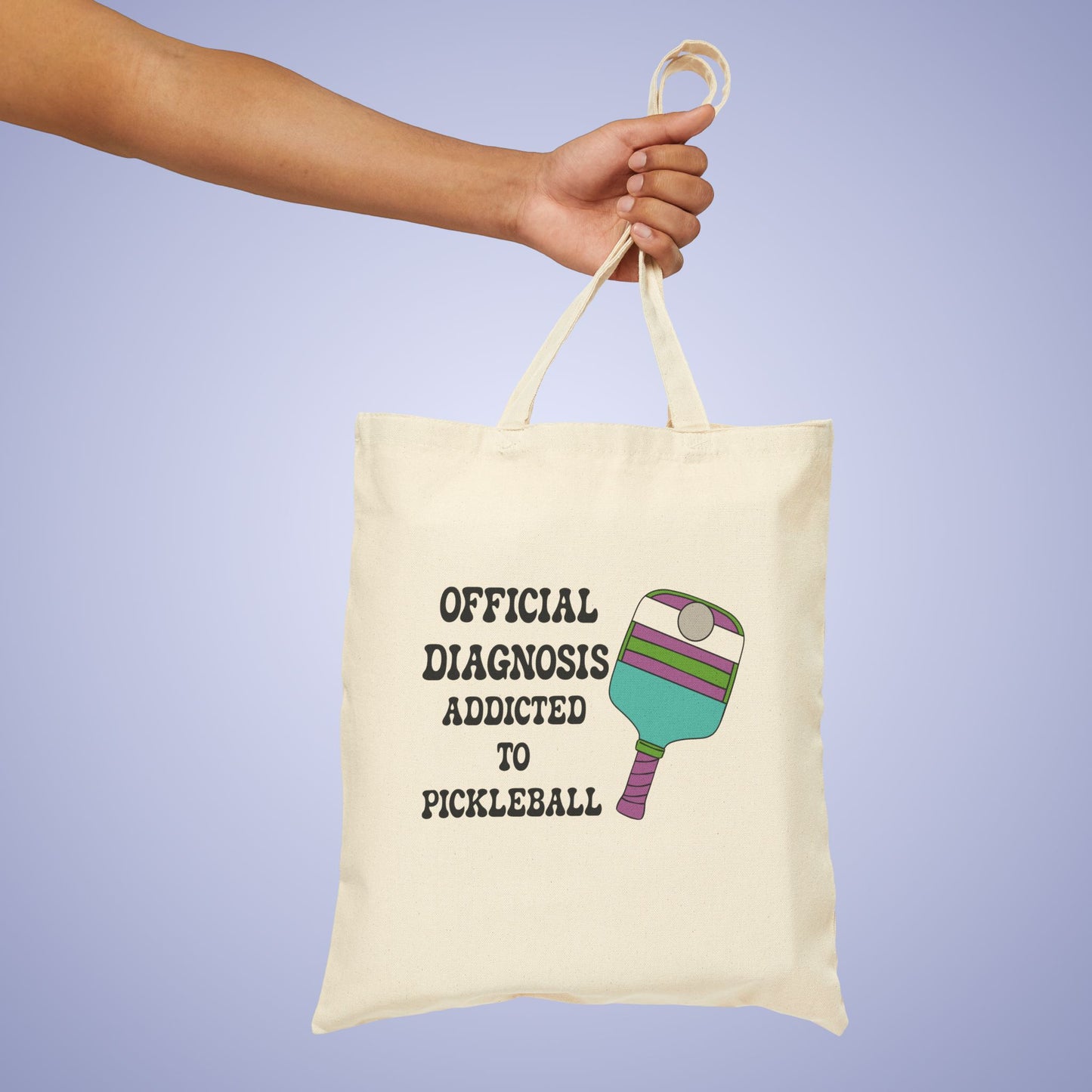 Official Diagnosis Addicted to Pickleball Cotton Canvas Doctor Gift Tote Bag
