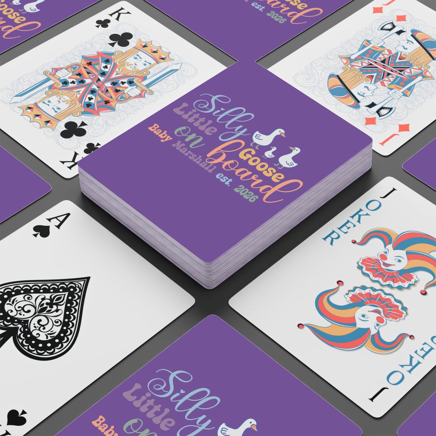 Silly Little Goose Personalized Poker Playing Cards Pregnancy Announcement