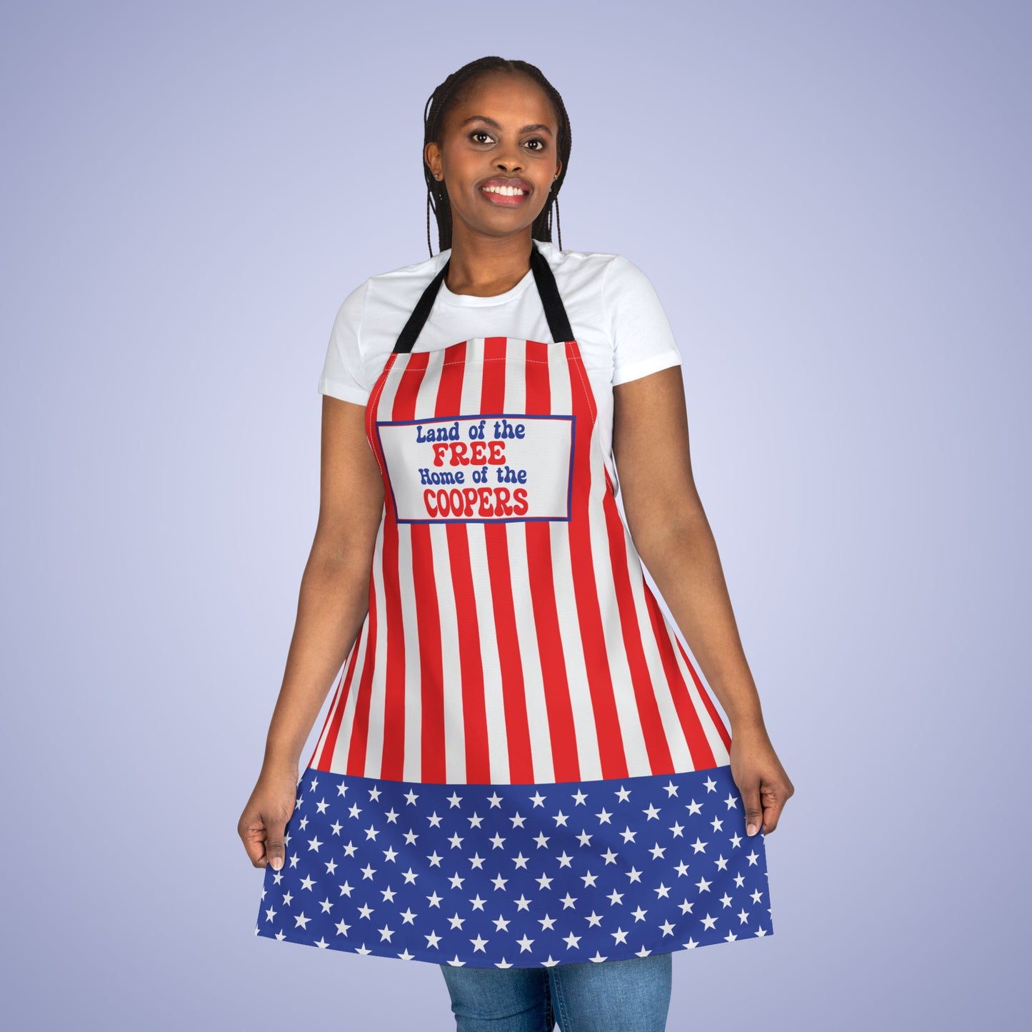 Land of the Free Personalized Patriotic July 4th Home Decor Kitchen Apron USA Flag