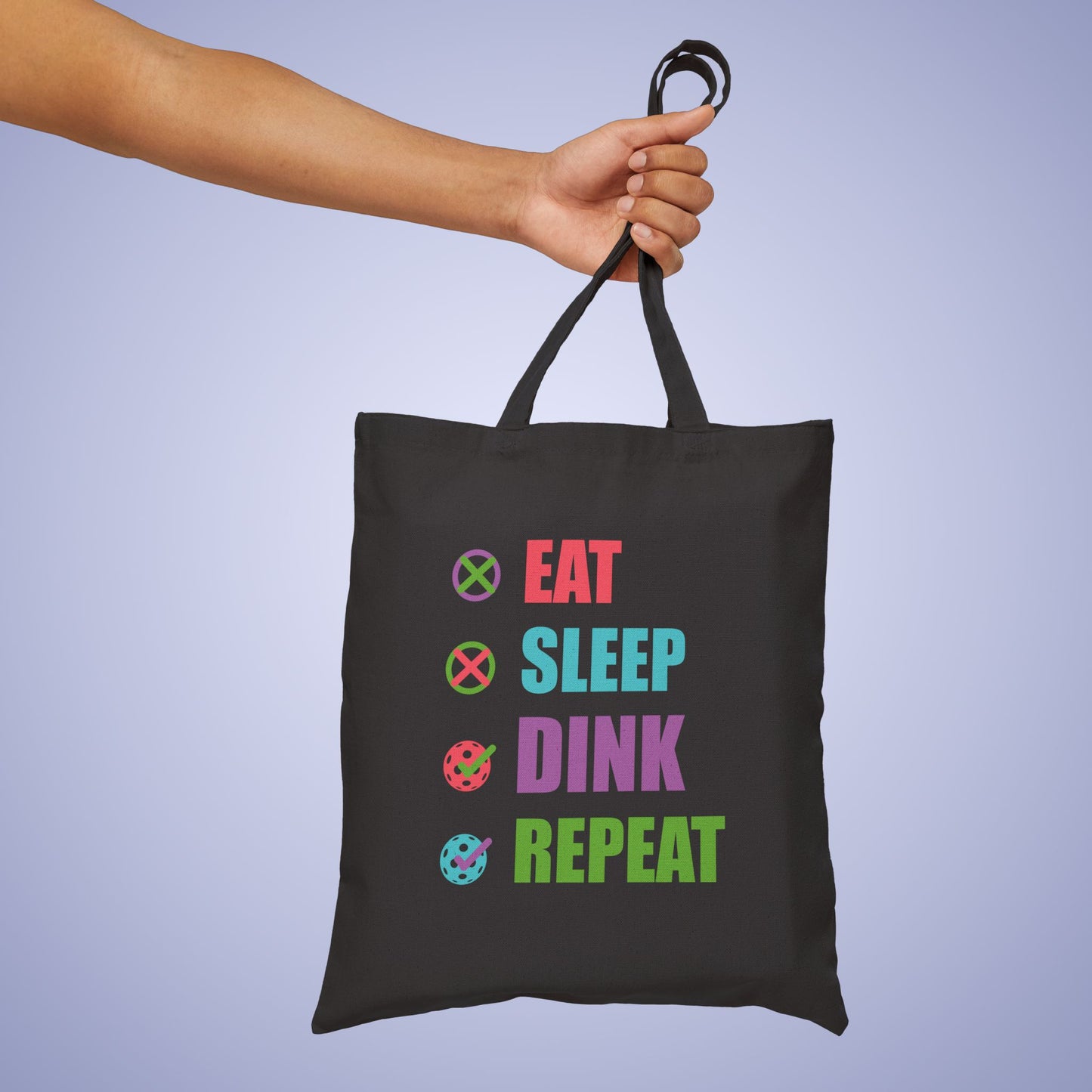 Eat Sleep Dink Repeat Pickleball Lover Cotton Canvas Gift Tote Bag
