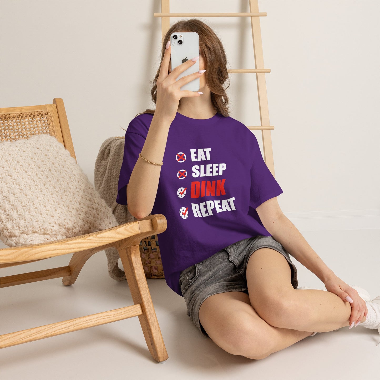 Eat Sleep Dink Repeat Funny Pickleball T Shirt White Text Design