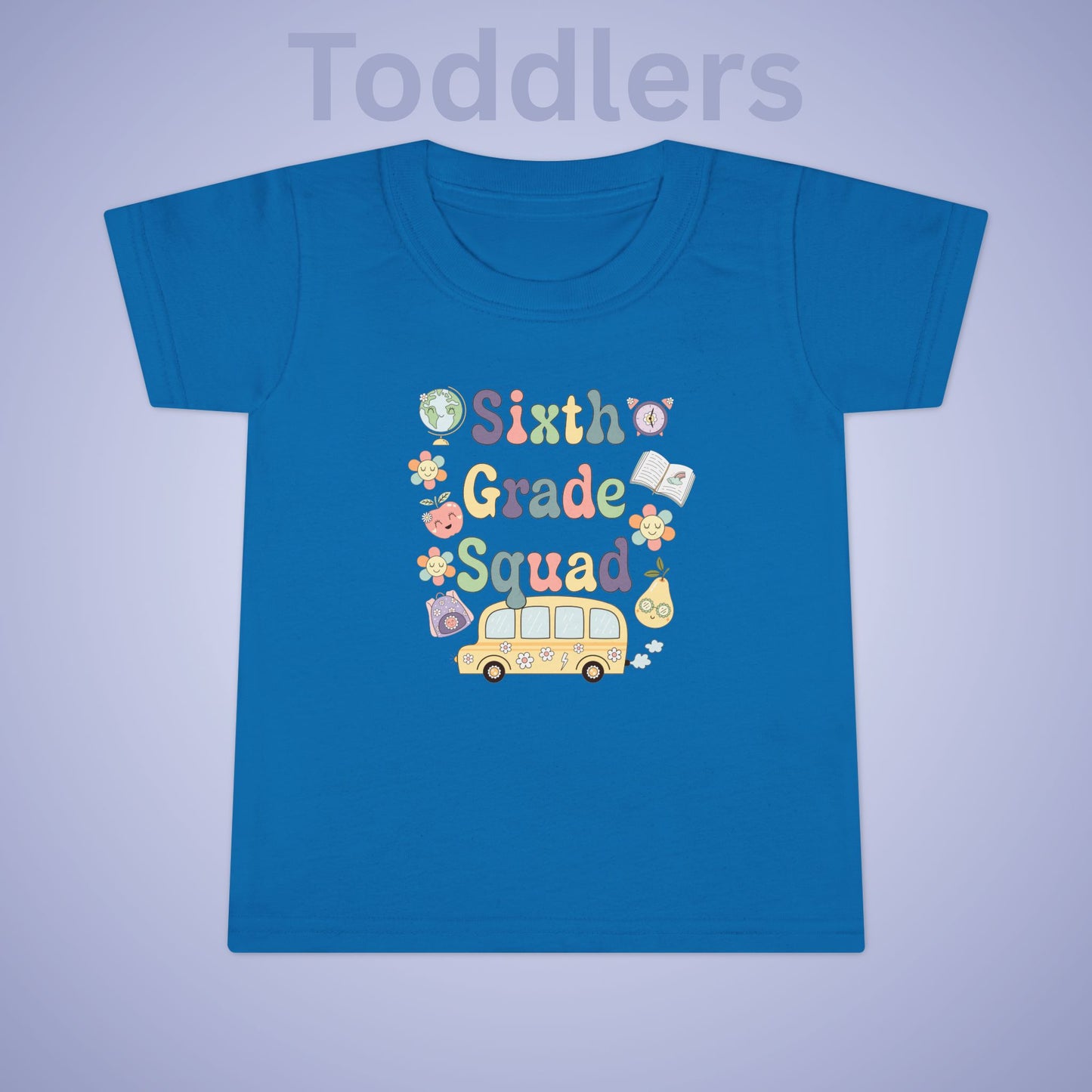 Sixth Grade Squad Retro Fun Kids Cotton T Shirt Back To School Toddler