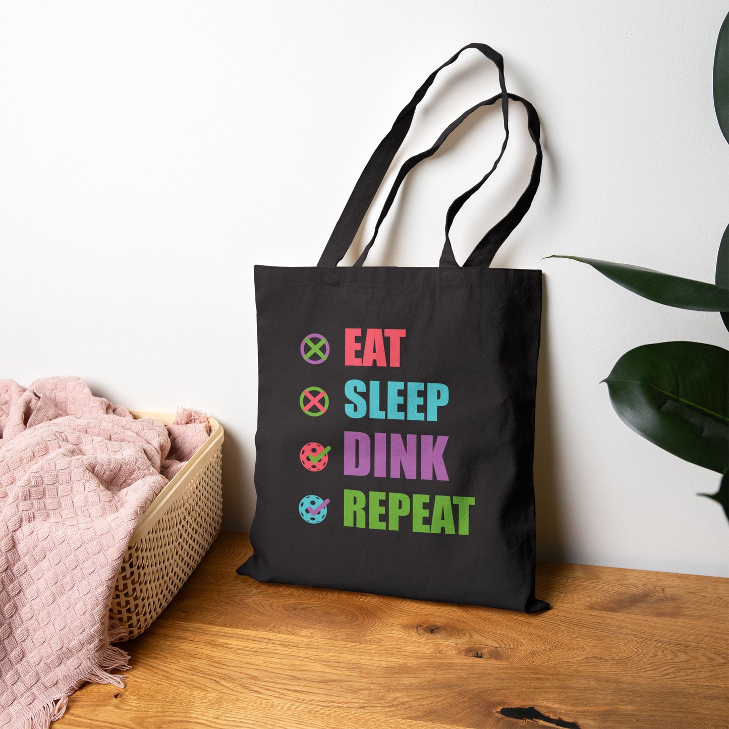 Eat Sleep Dink Repeat Pickleball Lover Cotton Canvas Gift Tote Bag