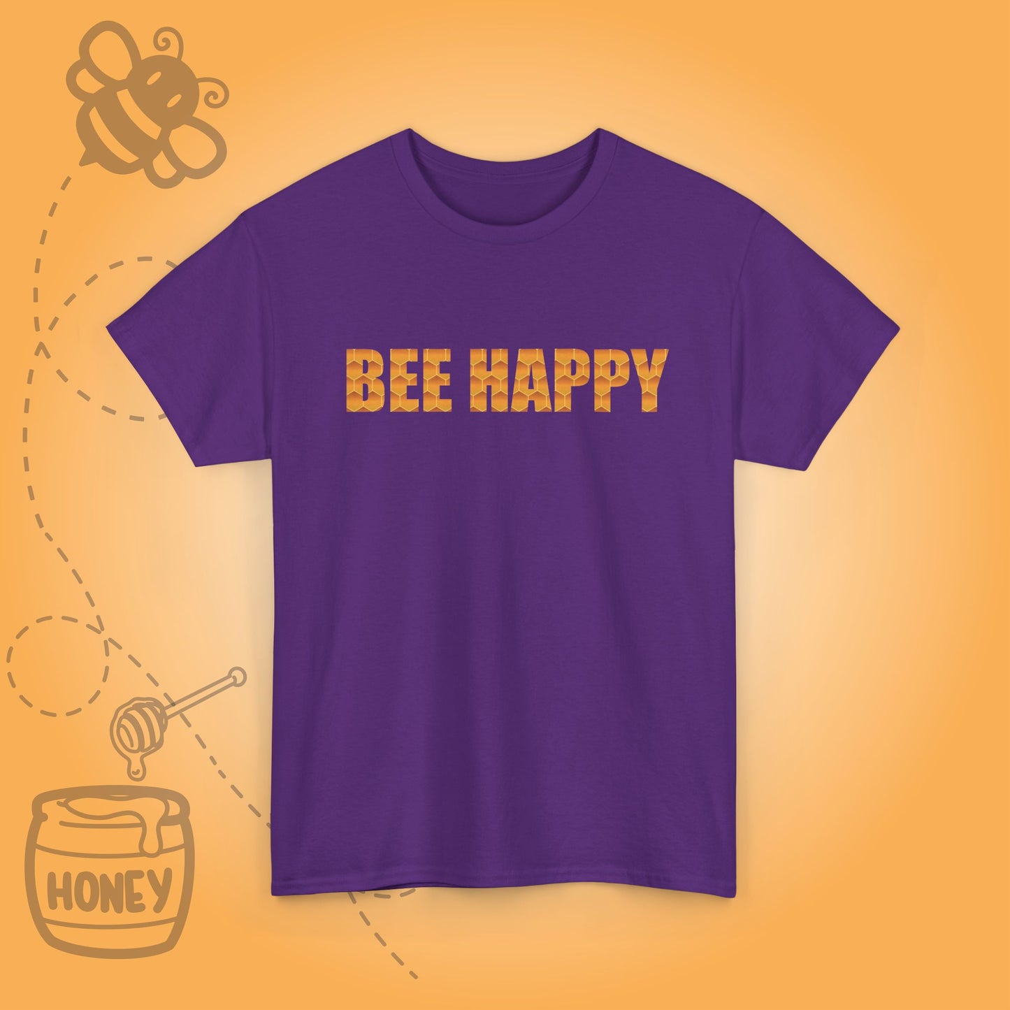 Bee Happy Sweet As Honey Honeycomb Word Art Design Unisex Tshirt