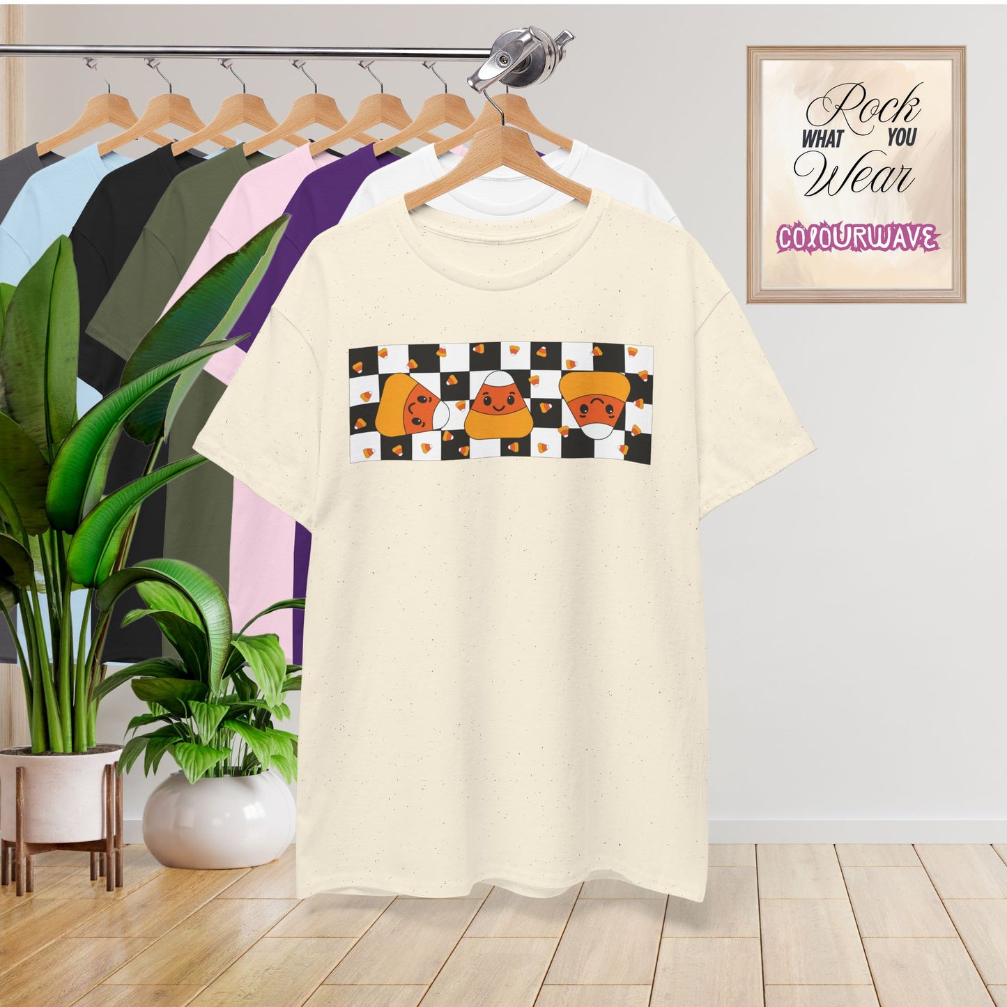 Candy Corn Checkboard Halloween Candy Unisex T Shirt