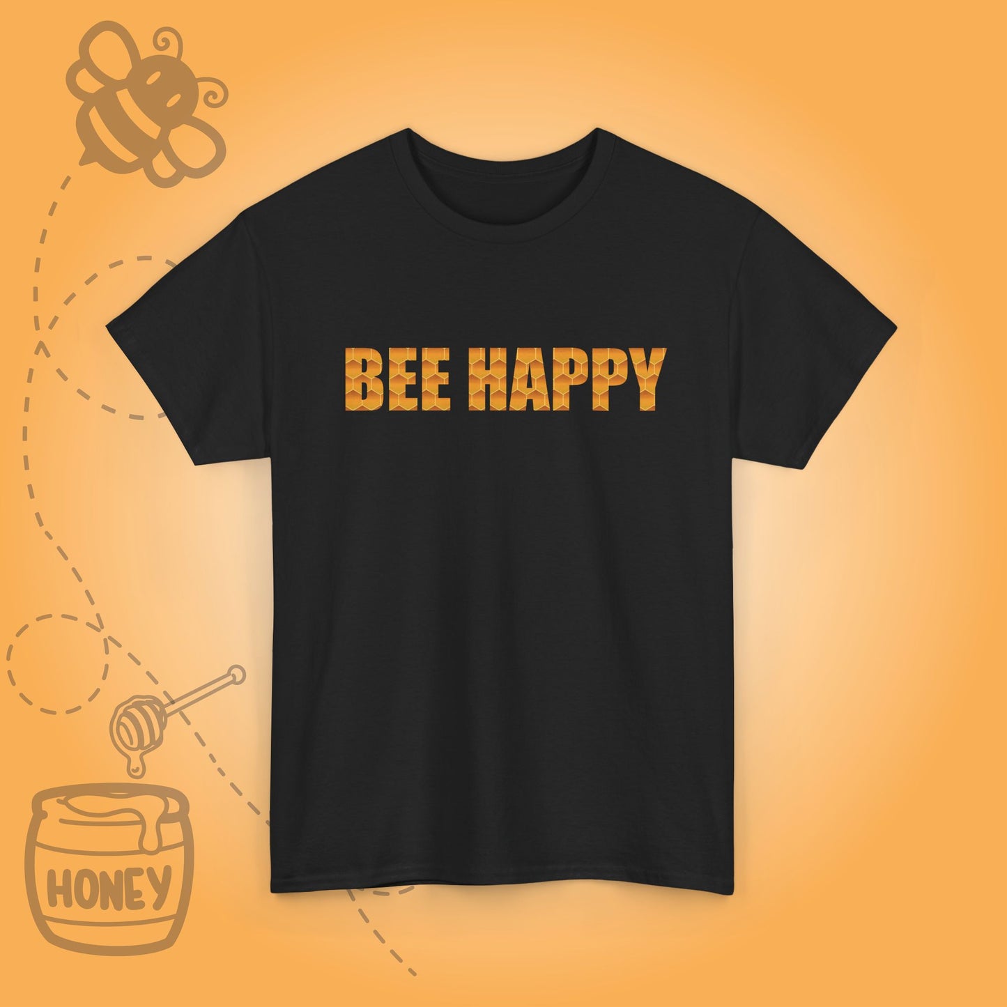 Bee Happy Sweet As Honey Honeycomb Word Art Design Unisex Tshirt
