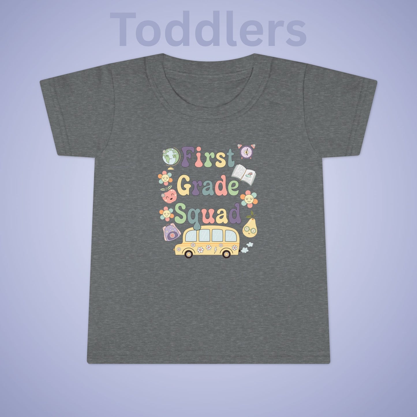 First Grade Squad Retro Fun Kids Cotton T Shirt Back To School Toddler