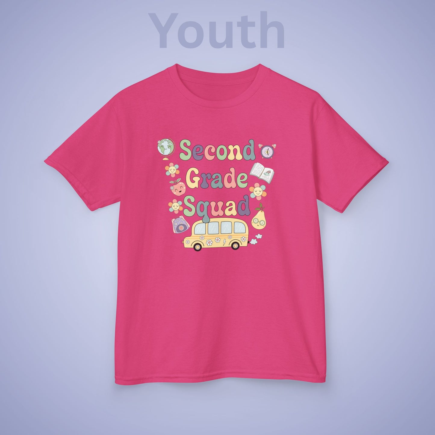 Second Grade Squad Retro Fun Kids Cotton T Shirt Back To School Youth