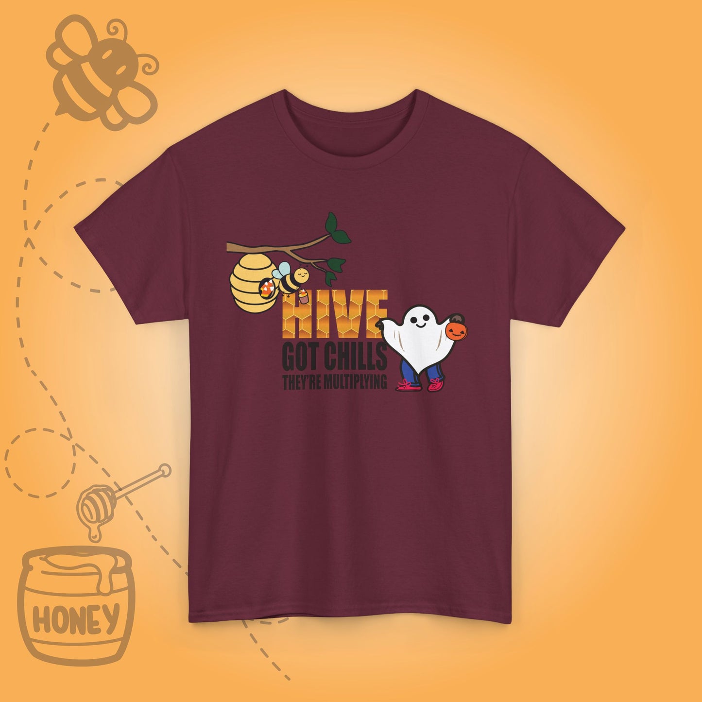 Hive Got Chills They're Multiplying Sweet As Honey Funny Halloween Bee Lover Design Unisex T Shirt