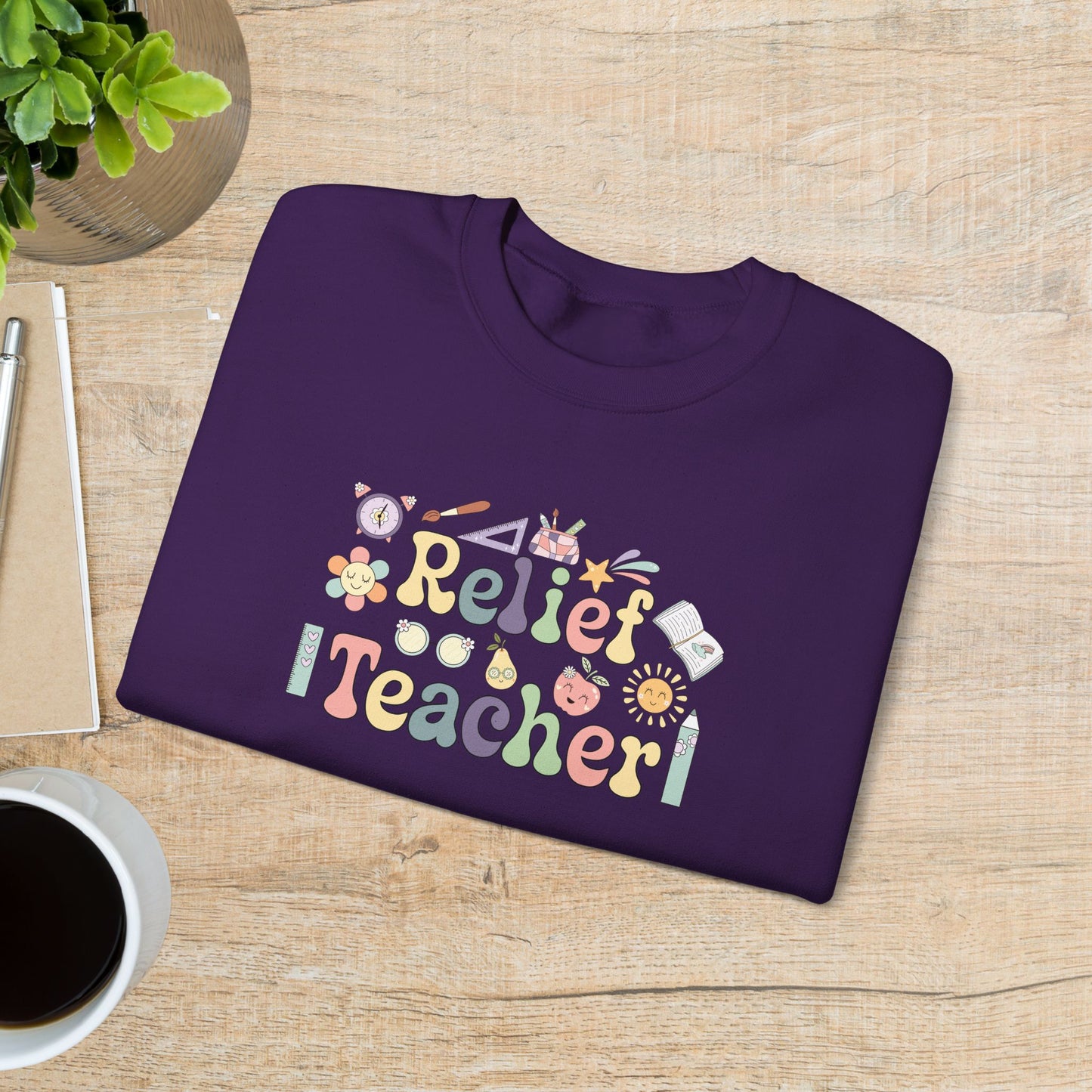 Relief Teacher Crewneck Sweatshirt Retro Unisex Back to School