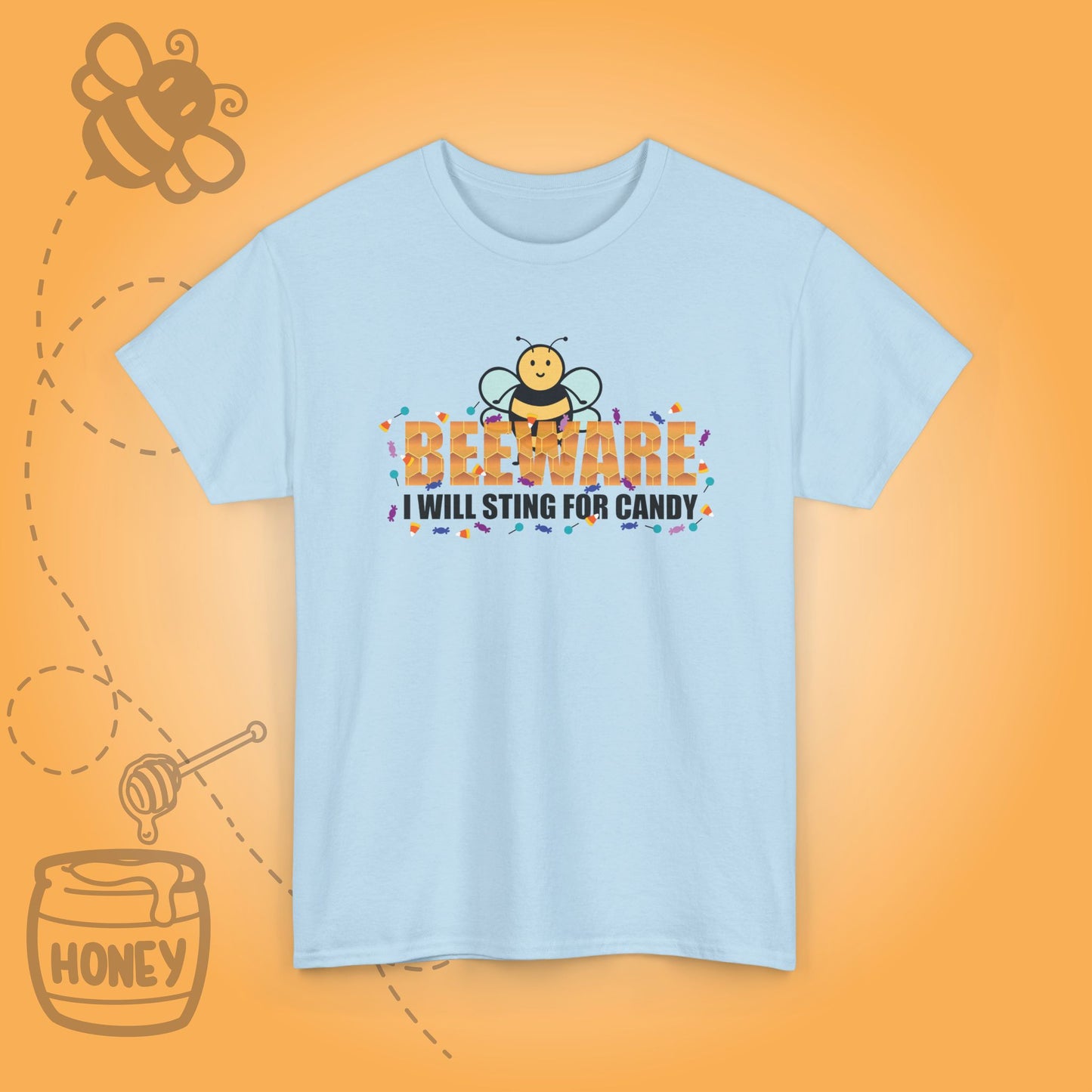 Beeware I Will Sting for Candy Sweet As Honey Funny Halloween Bee Lover Design Unisex T Shirt
