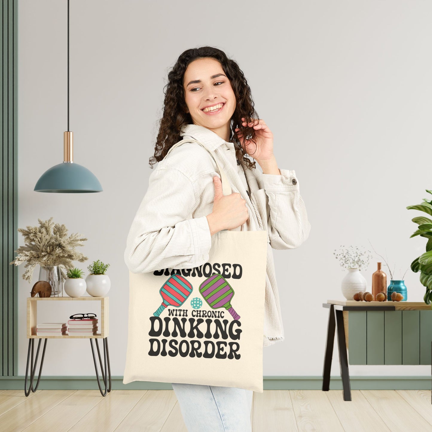 Diagnosed with Chronic Dinking Disorder Cotton Canvas Pickleball Doctor Gift Tote Bag