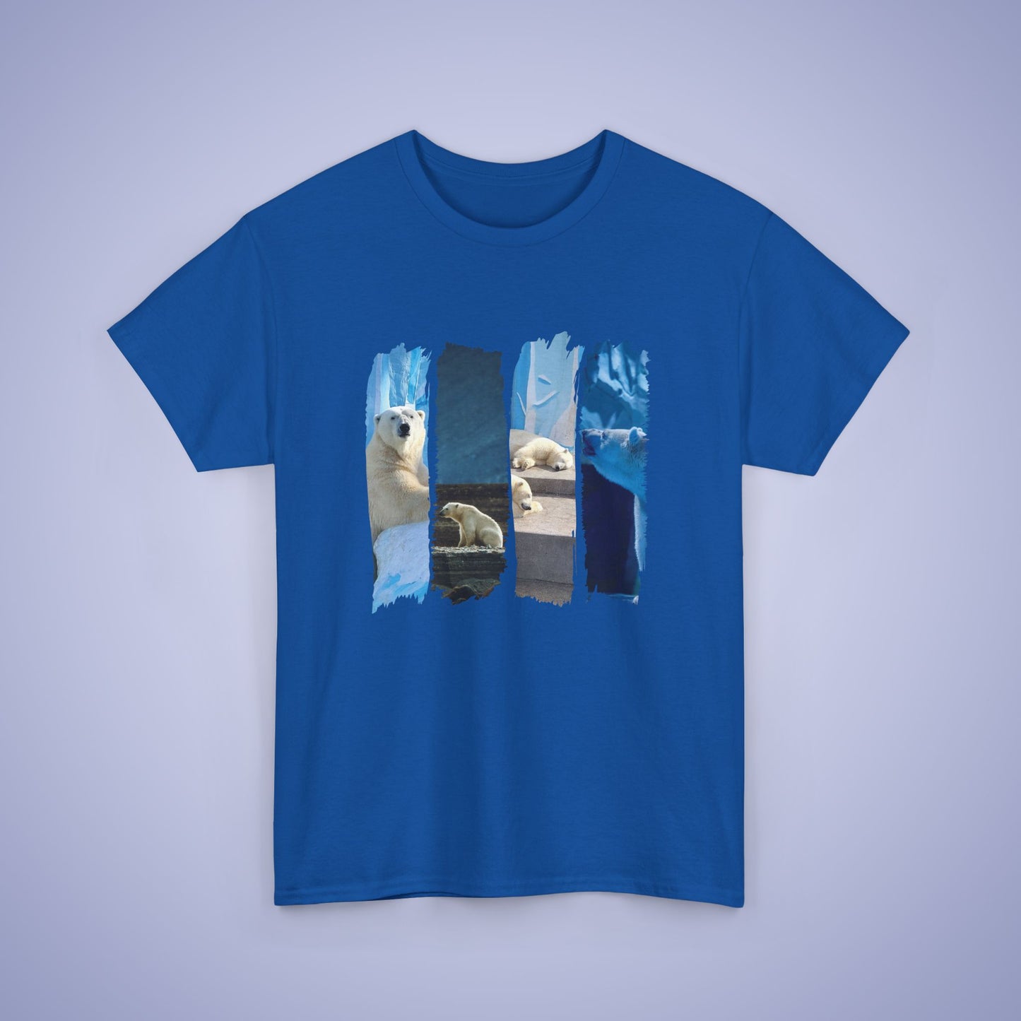 Blue Polar Bears Brush Stroke Photographic Unisex Oversized T Shirt