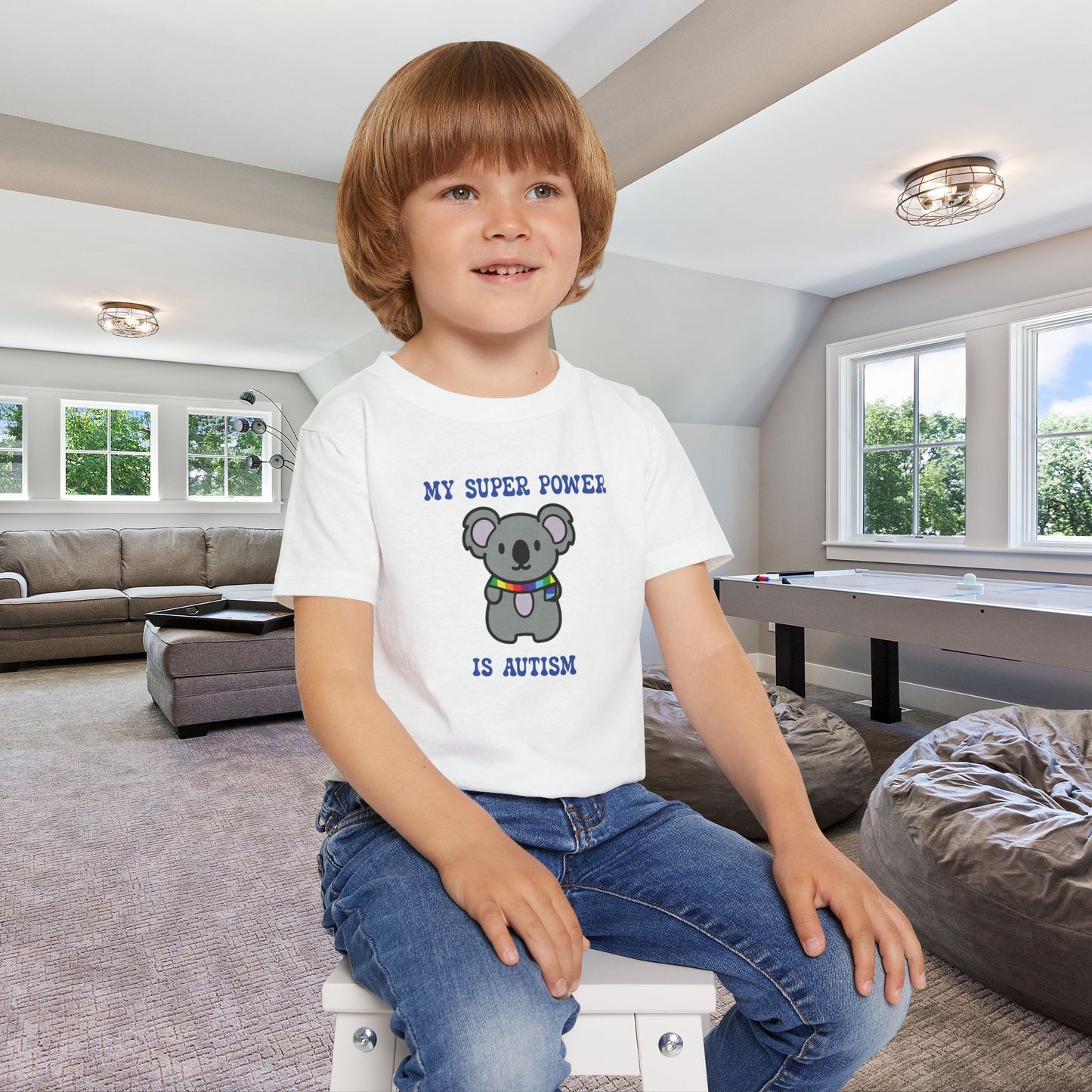 Koala Autism is My Super Power Graphic Autism Awareness Cotton Toddler T Shirt