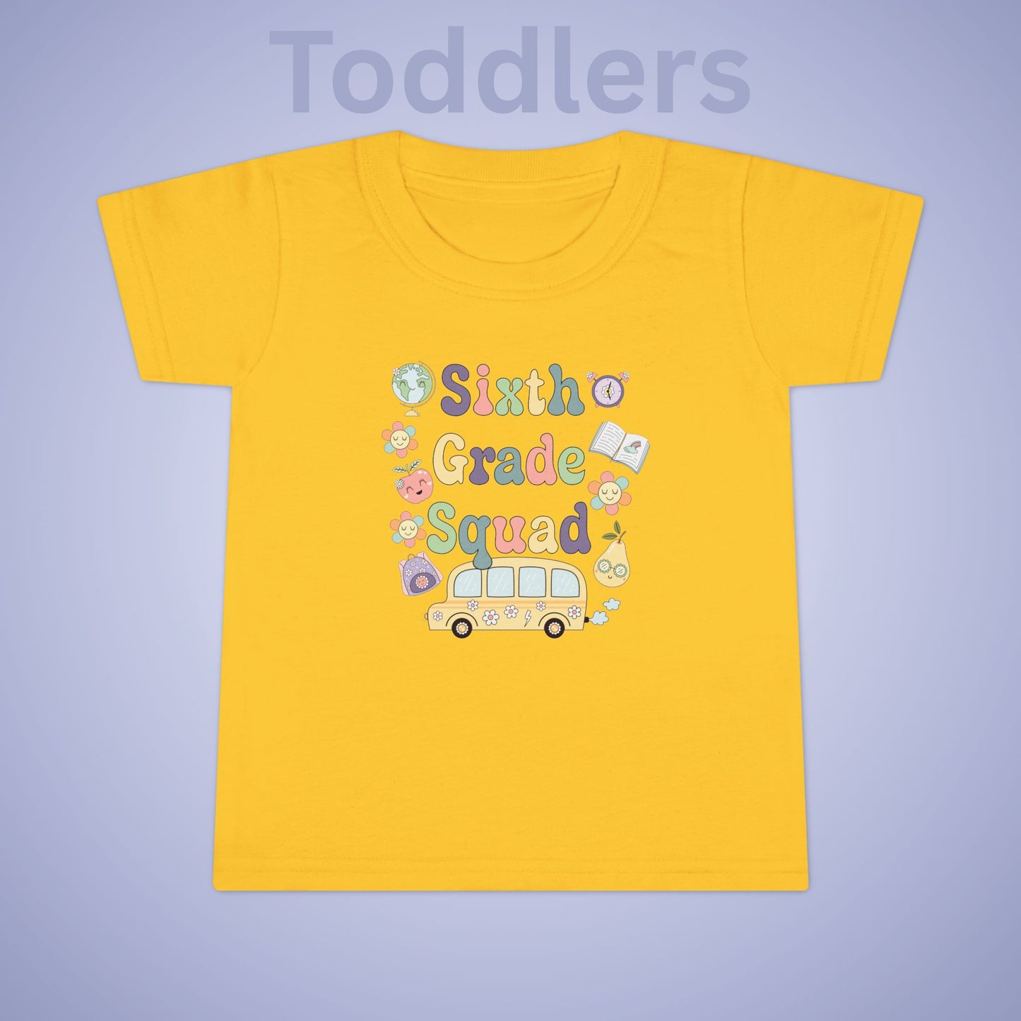 Sixth Grade Squad Retro Fun Kids Cotton T Shirt Back To School Toddler