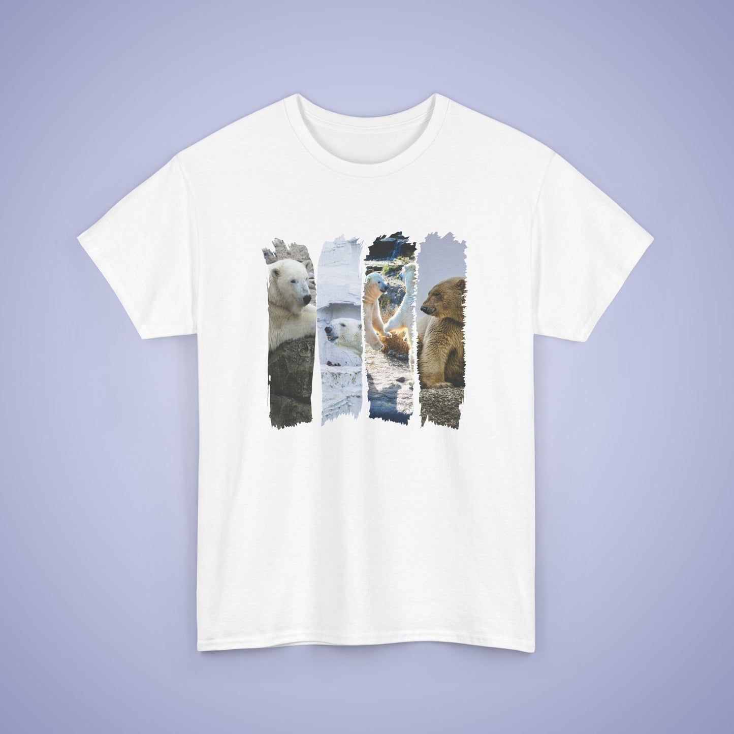 Happy Dancing Polar Bears Brush Stroke Photographic Unisex Oversized T Shirt