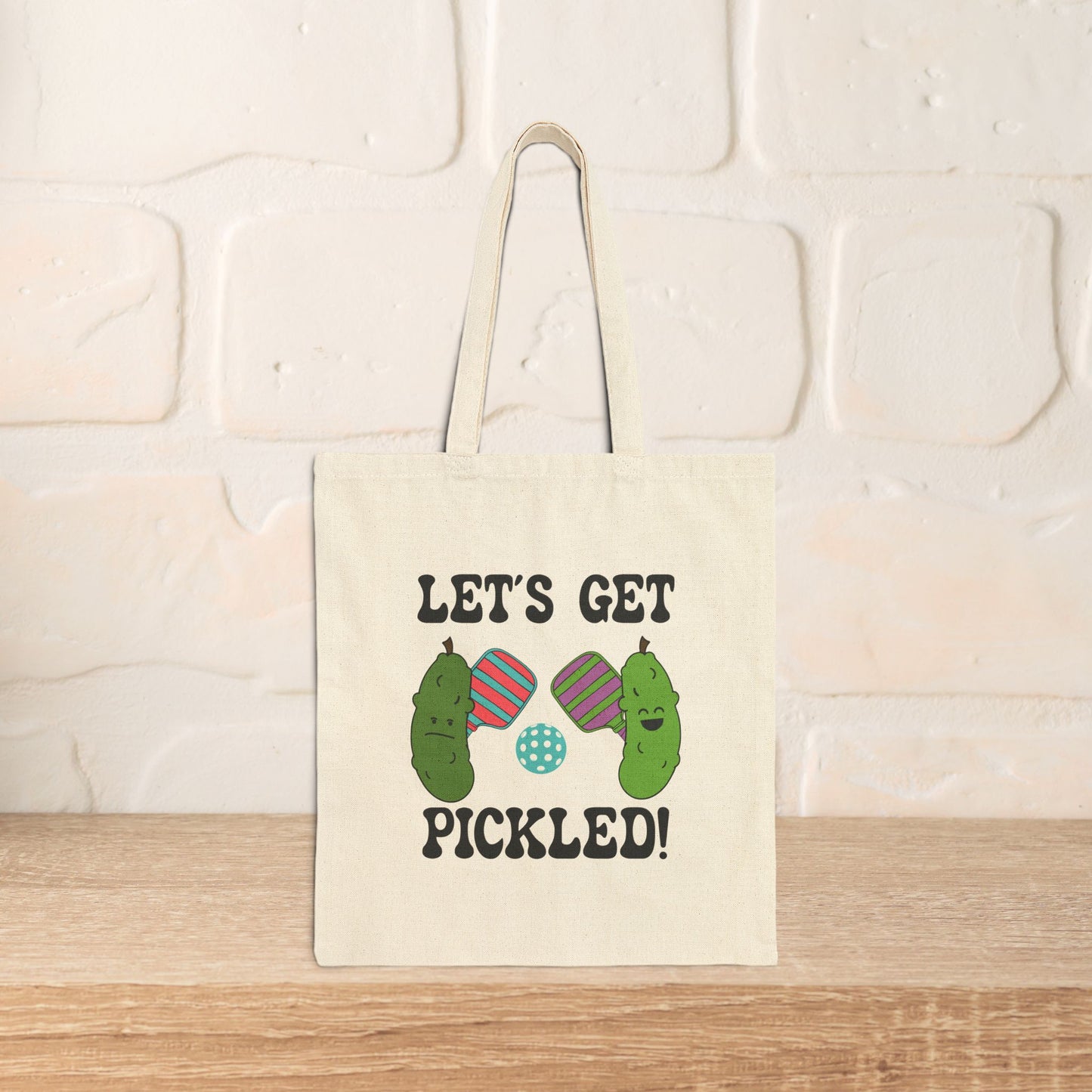 Let's Get Pickled Cotton Canvas Pickleball Pickle Lover Gift Tote Bag