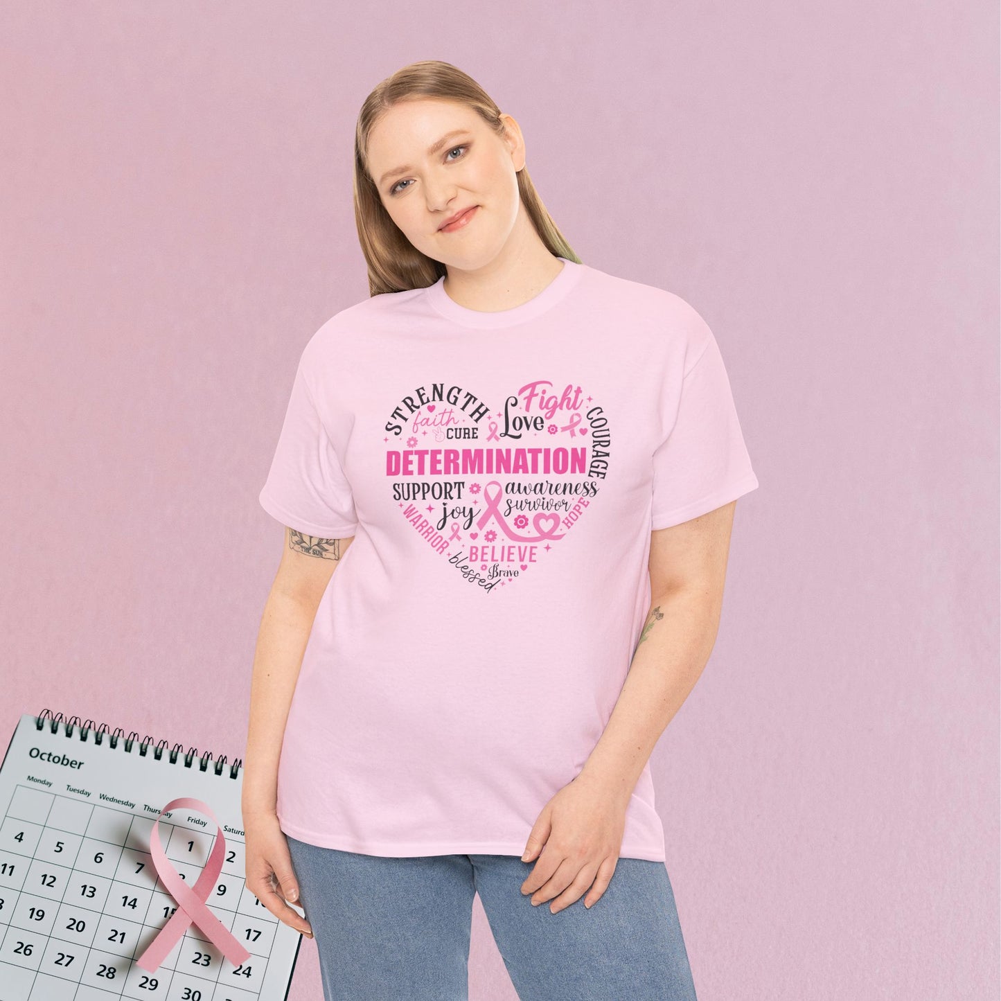 Heart Full of Fight Support Love Courage and Cure Breast Cancer Awareness Unisex T Shirt