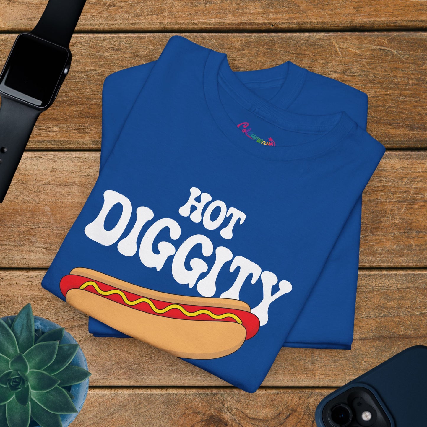 Hot Diggity Dog Funny Hot Dog T-Shirt | Hot Dog Lover Gift White