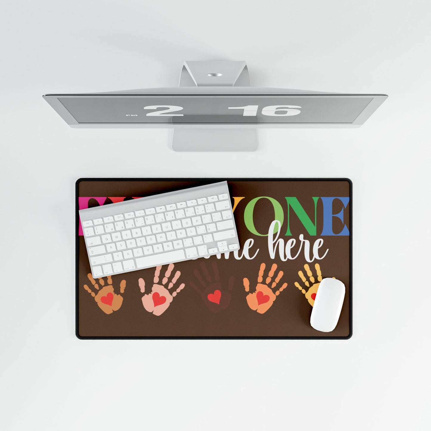 Everyone is Welcome Here Brown Computer Desk Mat
