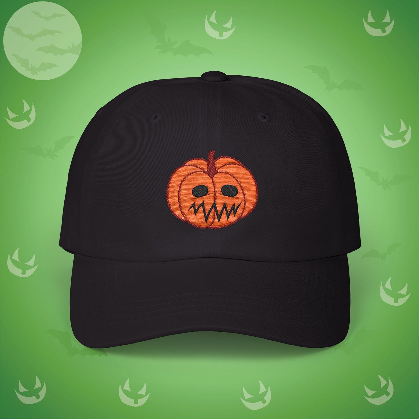 Embroidered Jackolantern Worried Face Halloween Pumpkin Dad Cap Unisex