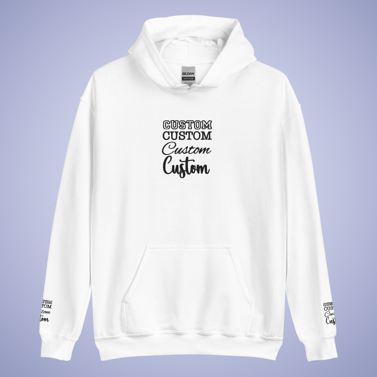 Personalized Custom Embroidered Hoodie Sleeve Print Black Embroidery Unisex