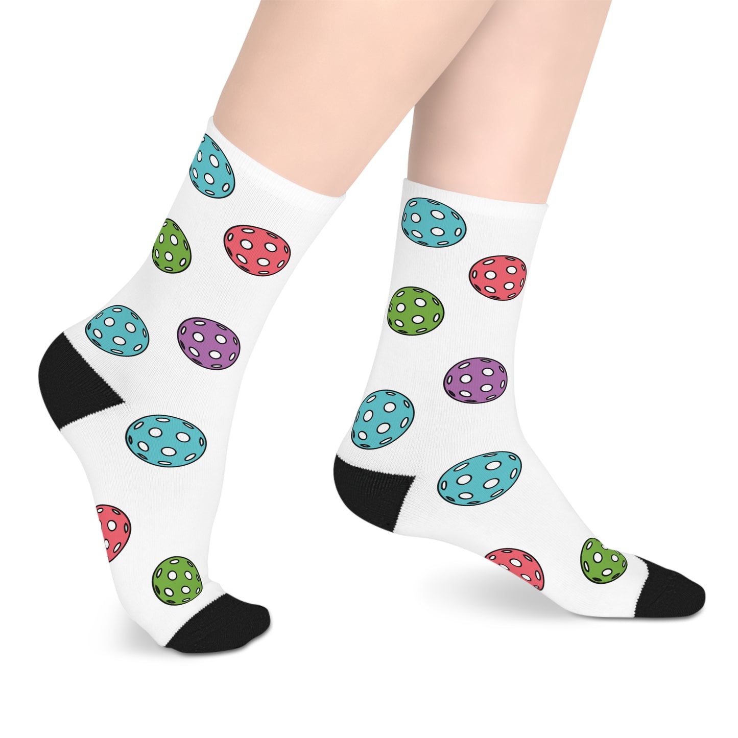 Pickleball Lover White Graphic Mid Length Socks Gift