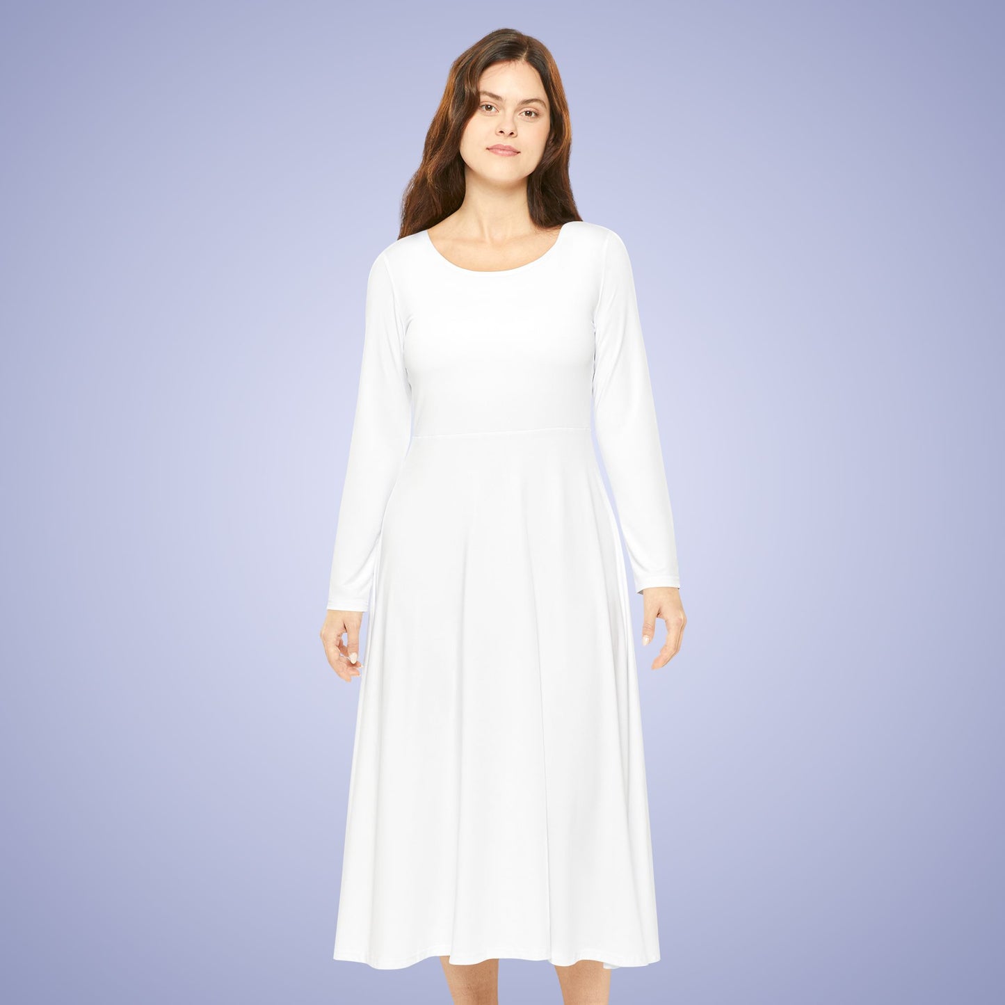 Women's Blank White Long Sleeve Dance Dress
