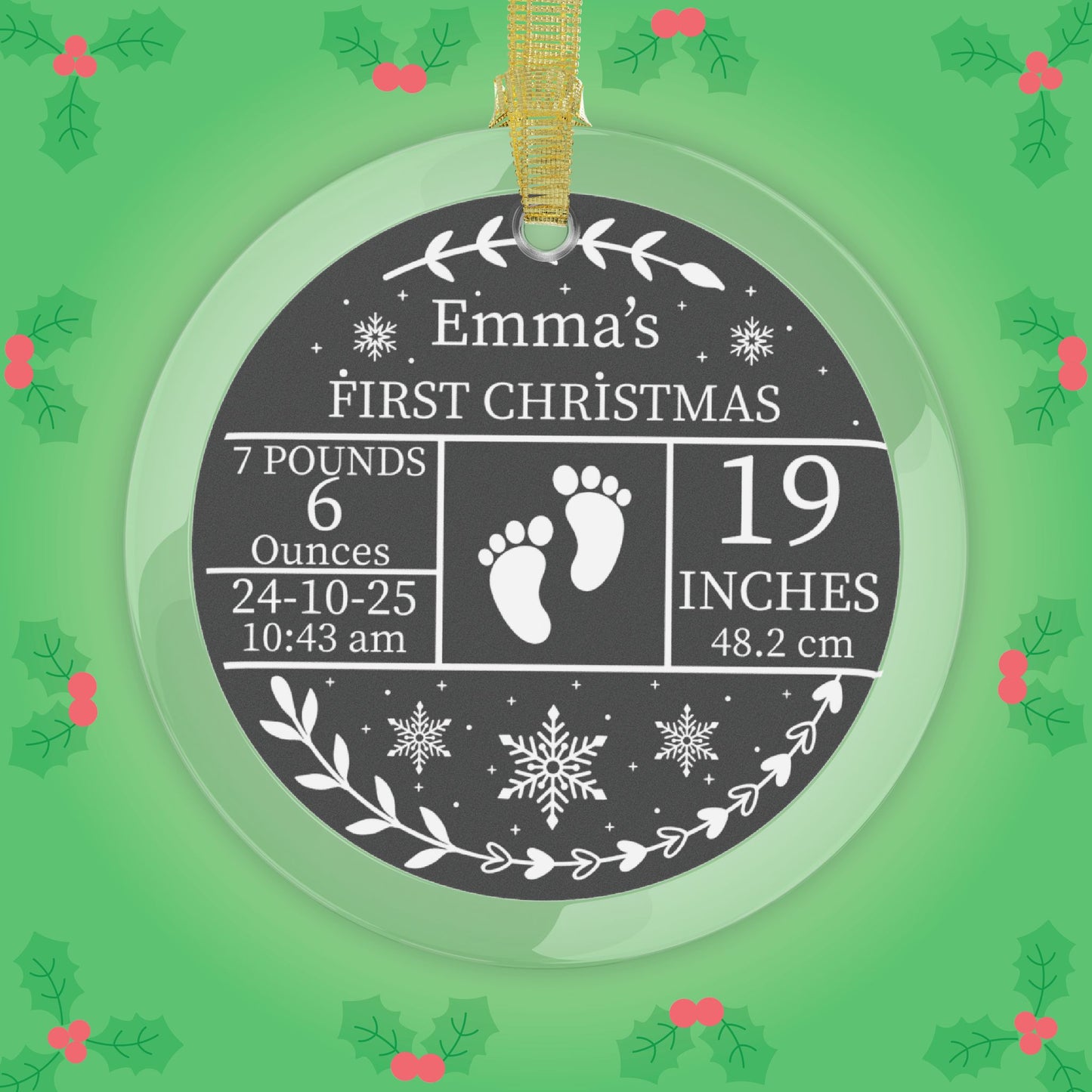 Babies First Christmas Personalized Glass Ornament Gift