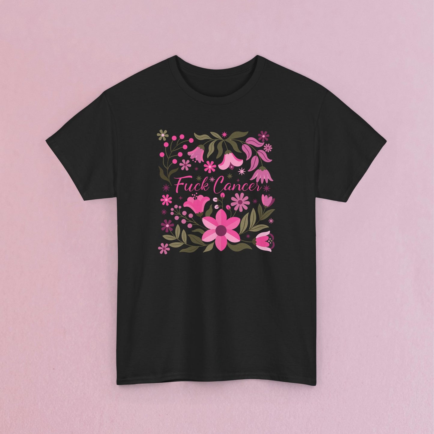 Fuck Cancer Pink Boho Floral Breast Cancer Awareness Unisex T Shirt