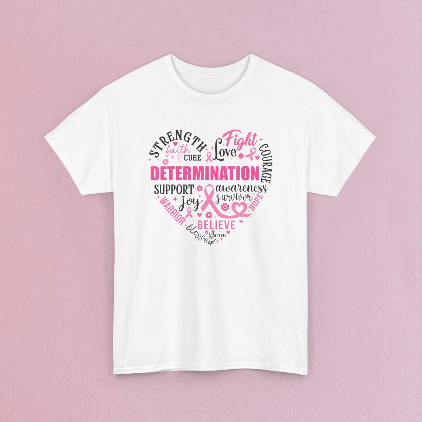 Heart Full of Fight Support Love Courage and Cure Breast Cancer Awareness Unisex T Shirt