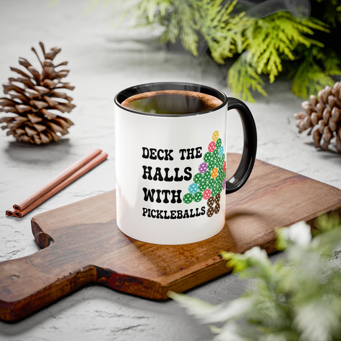 Deck the Halls with Pickleballs Christmas Pickleball Fun Colorful Gift Coffee Mug